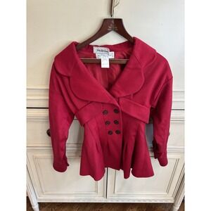 Karl Lagerfeld Vintage Saks‎ Fifth Avenue Red Wool Tailored Coat Size 36 XS